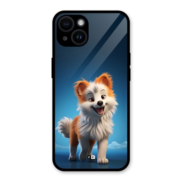 Cute Puppy Walking Glass Back Case for iPhone 14