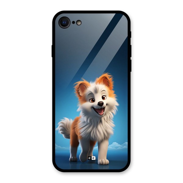 Cute Puppy Walking Glass Back Case for iPhone 8