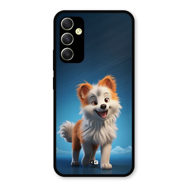 Cute Puppy Walking Metal Back Case for Galaxy A34