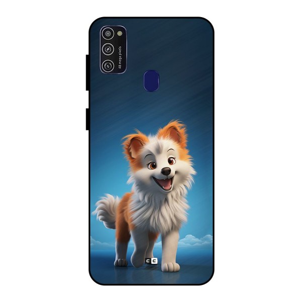 Cute Puppy Walking Metal Back Case for Galaxy M21