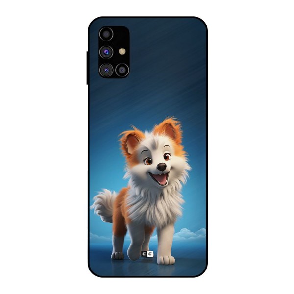 Cute Puppy Walking Metal Back Case for Galaxy M31s