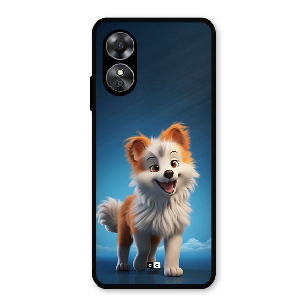 Cute Puppy Walking Metal Back Case for Oppo A17