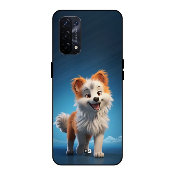 Cute Puppy Walking Metal Back Case for Oppo A74 5G