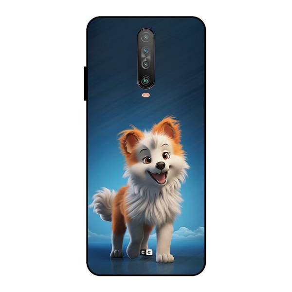 Cute Puppy Walking Metal Back Case for Poco X2