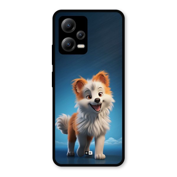 Cute Puppy Walking Metal Back Case for Poco X5