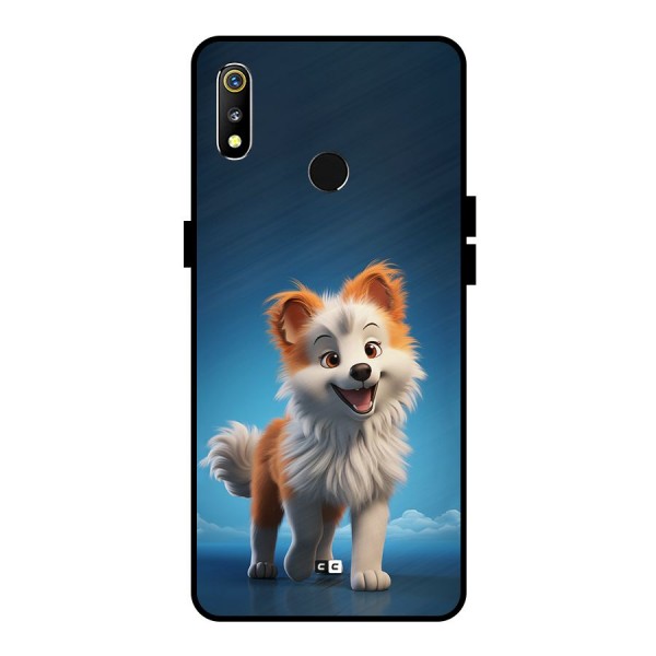 Cute Puppy Walking Metal Back Case for Realme 3