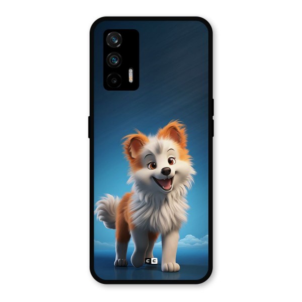 Cute Puppy Walking Metal Back Case for Realme GT 5G