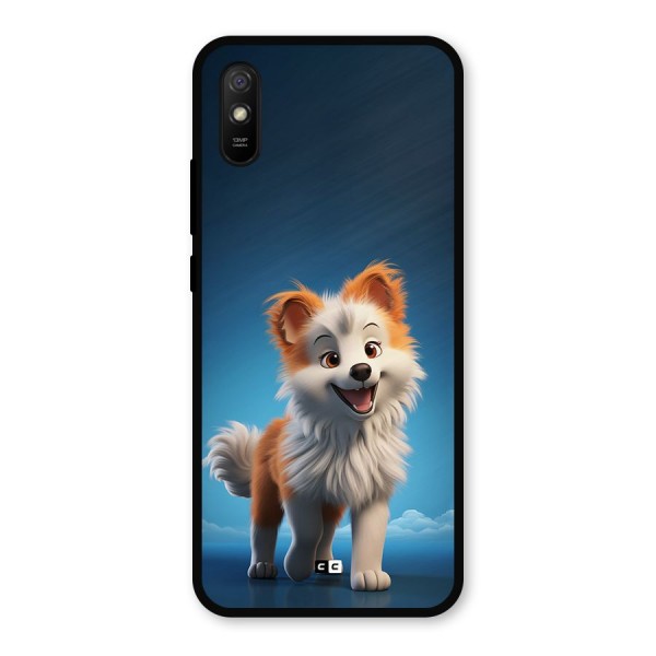 Cute Puppy Walking Metal Back Case for Redmi 9i