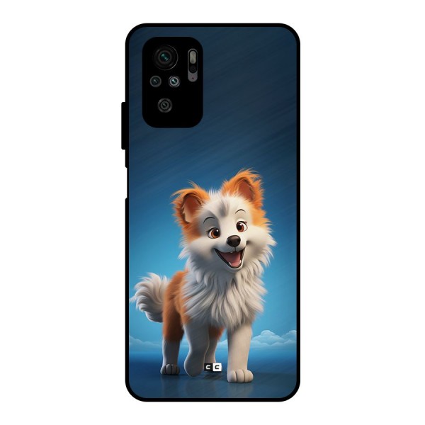 Cute Puppy Walking Metal Back Case for Redmi Note 10