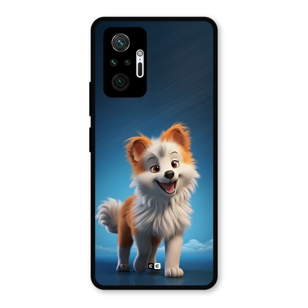 Cute Puppy Walking Metal Back Case for Redmi Note 10 Pro
