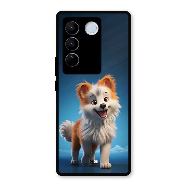 Cute Puppy Walking Metal Back Case for Vivo V27 Pro