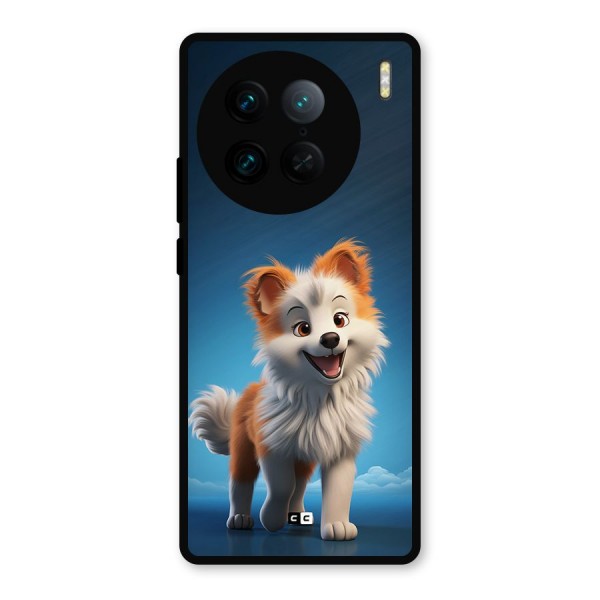 Cute Puppy Walking Metal Back Case for Vivo X90 Pro