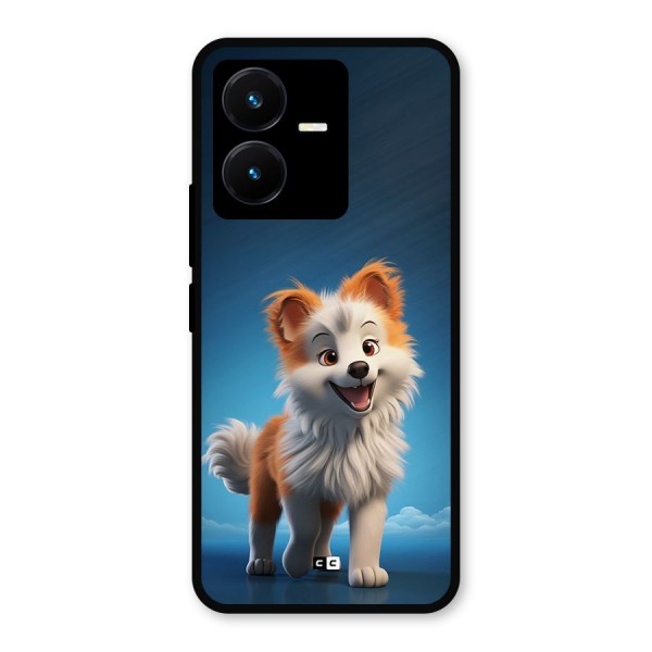 Cute Puppy Walking Metal Back Case for Vivo Y22s