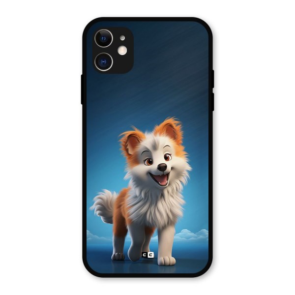 Cute Puppy Walking Metal Back Case for iPhone 11