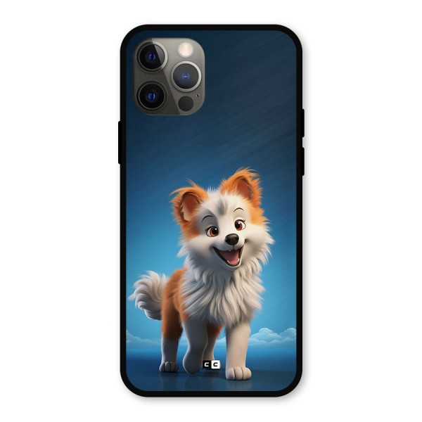 Cute Puppy Walking Metal Back Case for iPhone 12 Pro