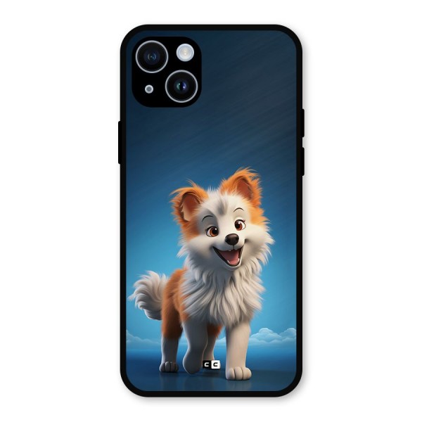 Cute Puppy Walking Metal Back Case for iPhone 14