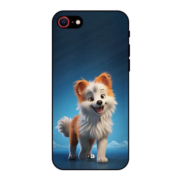 Cute Puppy Walking Metal Back Case for iPhone 7