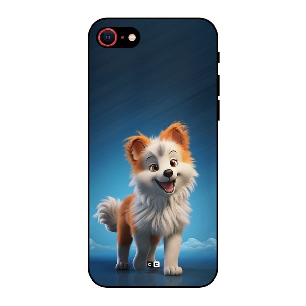 Cute Puppy Walking Metal Back Case for iPhone 8