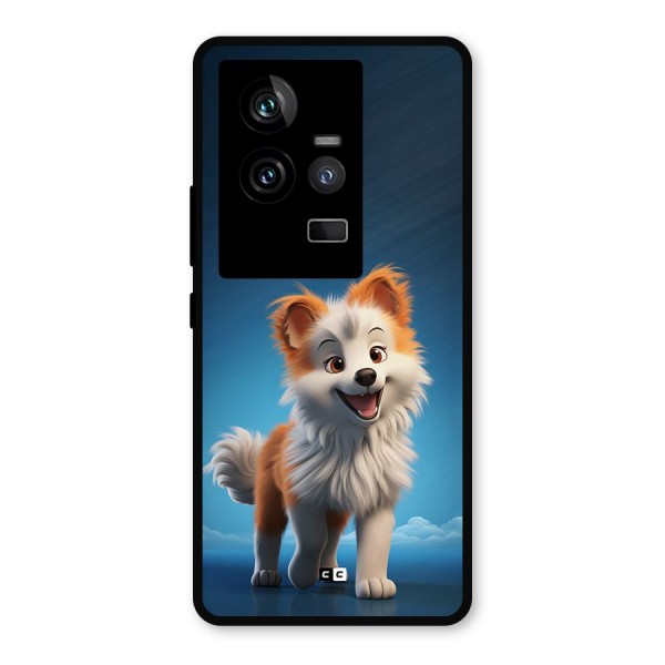 Cute Puppy Walking Metal Back Case for iQOO 11 5G