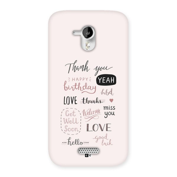 Cute Quotes Back Case for Canvas HD A116