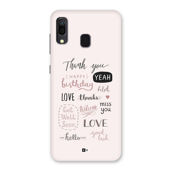 Cute Quotes Back Case for Galaxy A20