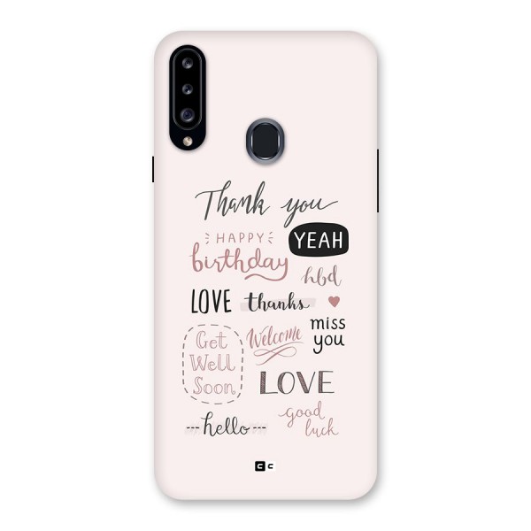 Cute Quotes Back Case for Galaxy A20s