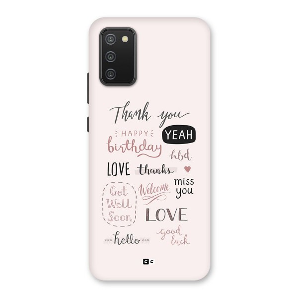 Cute Quotes Back Case for Galaxy F02s