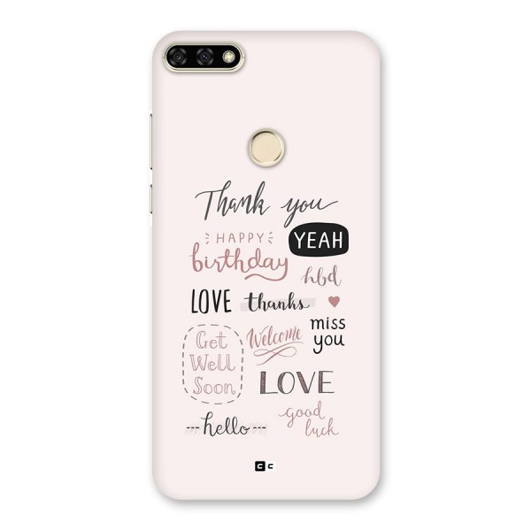 Cute Quotes Back Case for Honor 7A