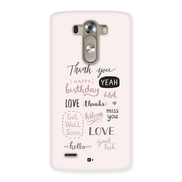 Cute Quotes Back Case for LG G3