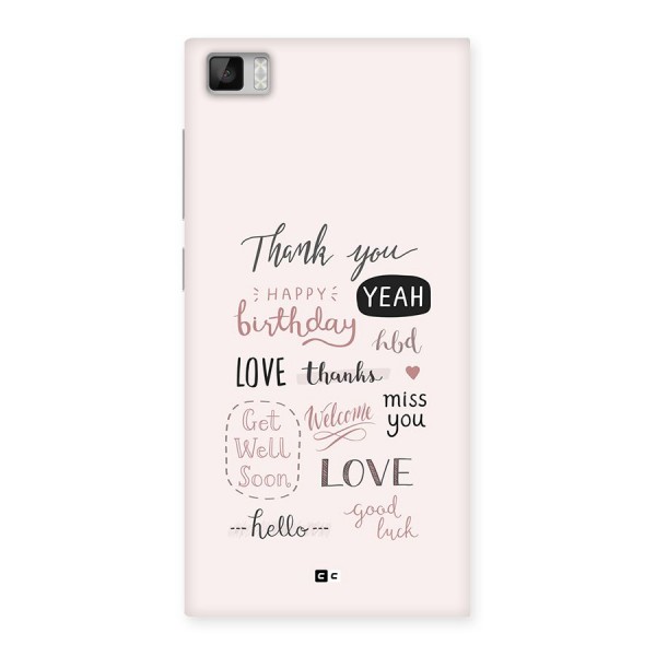 Cute Quotes Back Case for Mi3