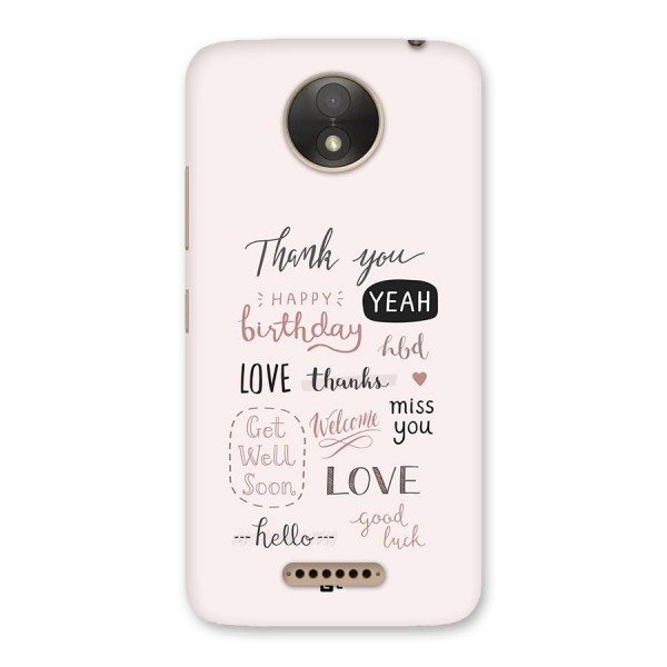 Cute Quotes Back Case for Moto C Plus