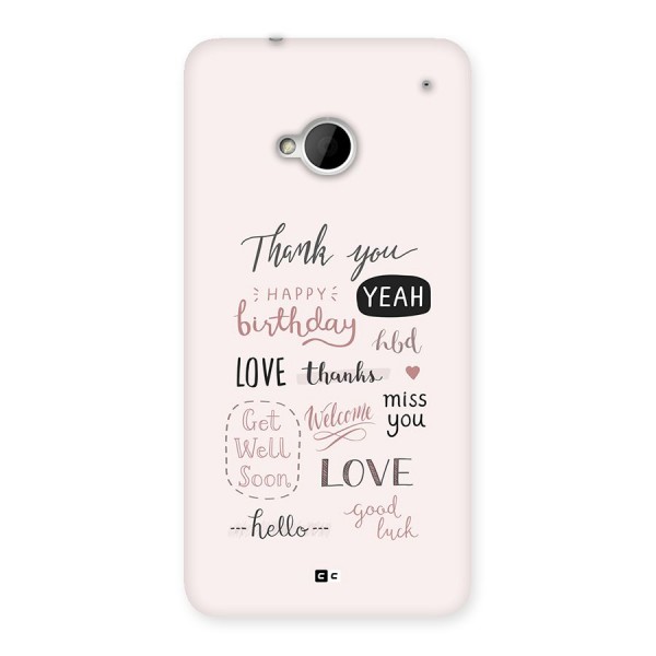 Cute Quotes Back Case for One M7 (Single Sim)