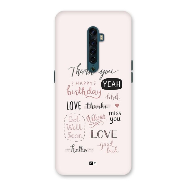 Cute Quotes Back Case for Oppo Reno2