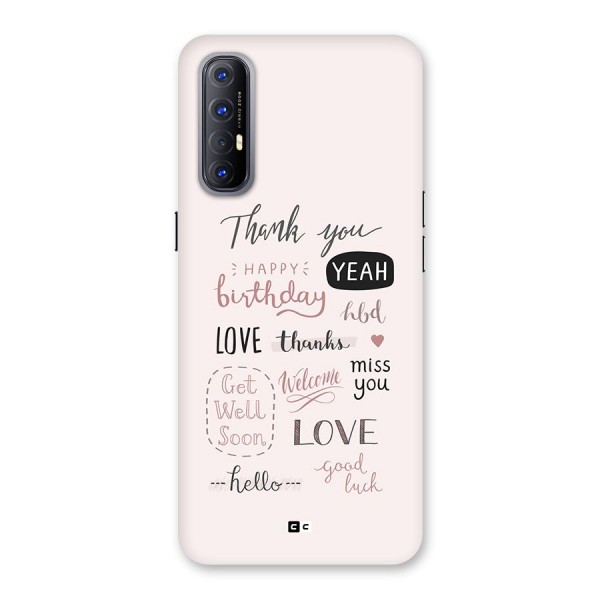 Cute Quotes Back Case for Oppo Reno3 Pro