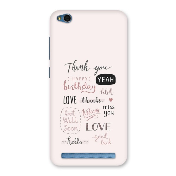 Cute Quotes Back Case for Redmi 5A