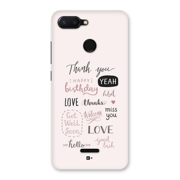 Cute Quotes Back Case for Redmi 6