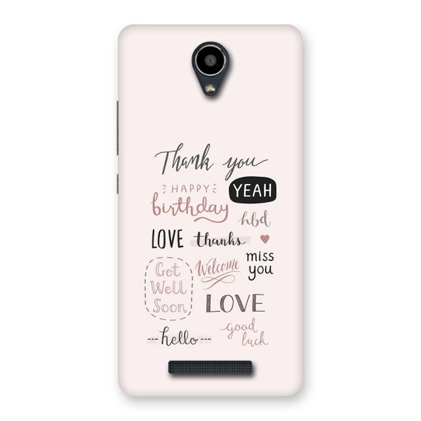 Cute Quotes Back Case for Redmi Note 2