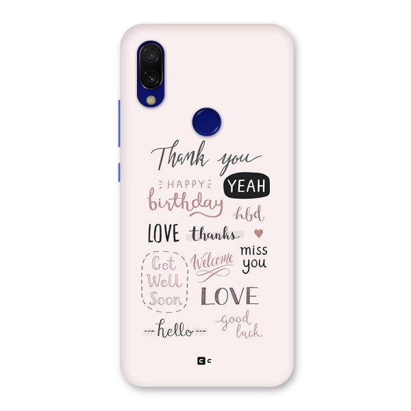 Cute Quotes Back Case for Redmi Y3