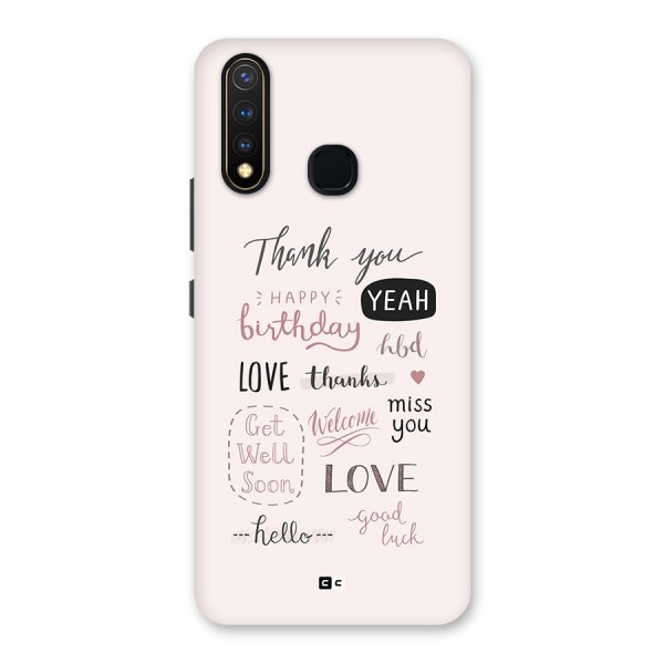 Cute Quotes Back Case for Vivo U20