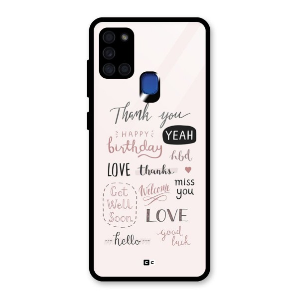 Cute Quotes Glass Back Case for Galaxy A21s