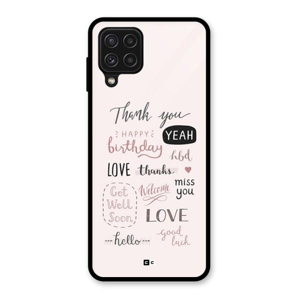 Cute Quotes Glass Back Case for Galaxy A22 4G