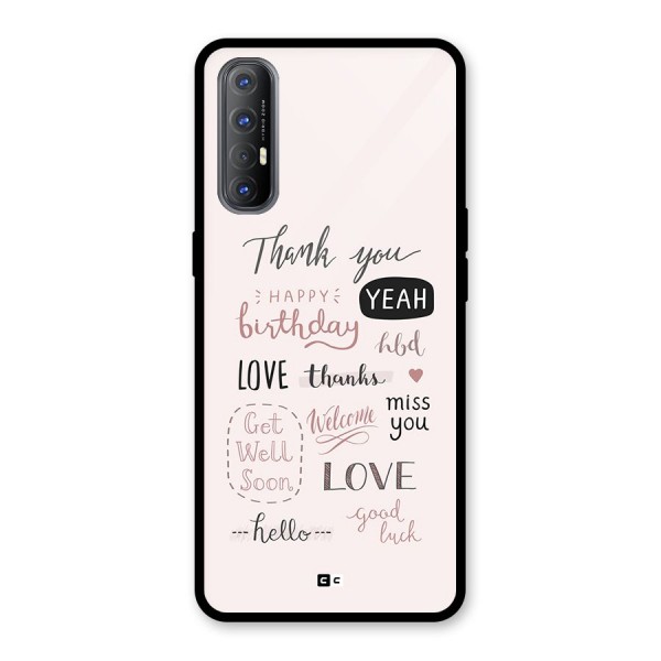 Cute Quotes Glass Back Case for Oppo Reno3 Pro