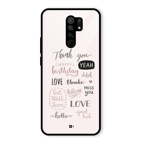 Cute Quotes Glass Back Case for Redmi 9 Prime