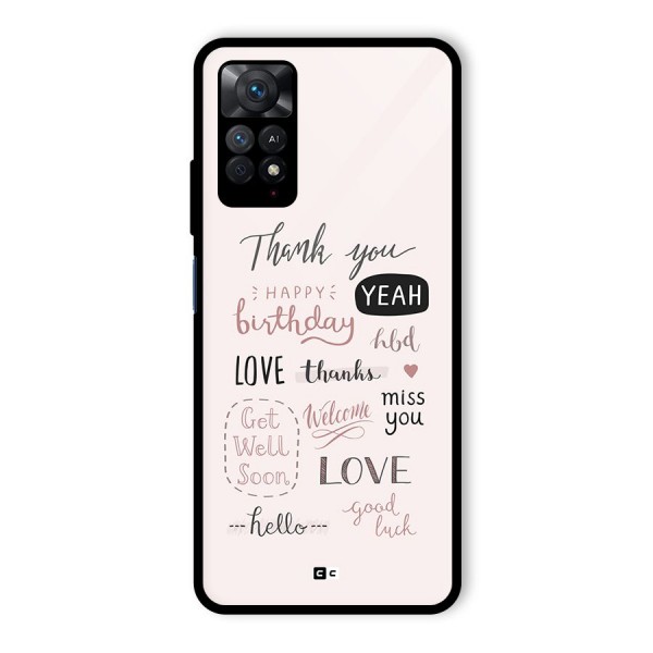 Cute Quotes Glass Back Case for Redmi Note 11 Pro