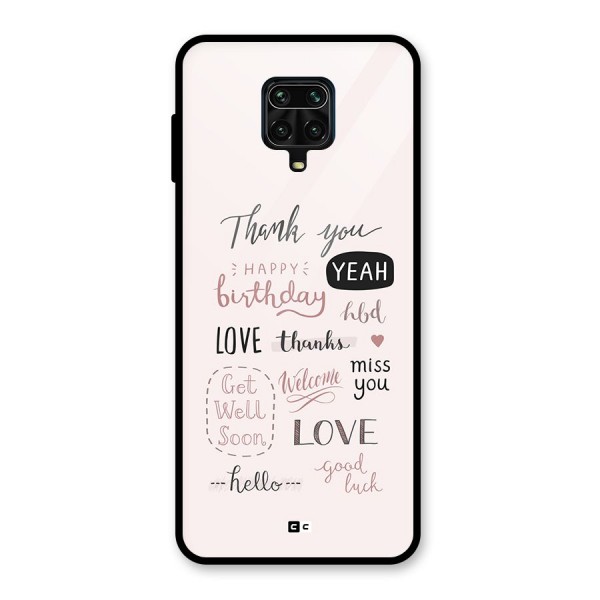 Cute Quotes Glass Back Case for Redmi Note 9 Pro