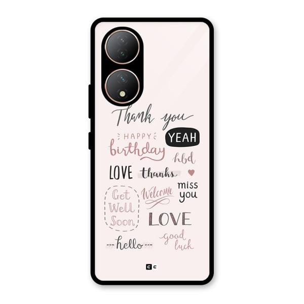 Cute Quotes Glass Back Case for Vivo T2