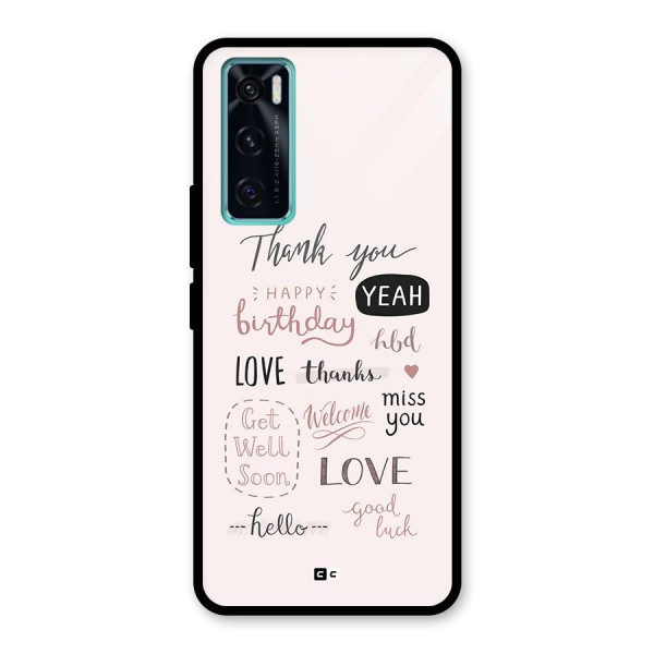 Cute Quotes Glass Back Case for Vivo V20 SE