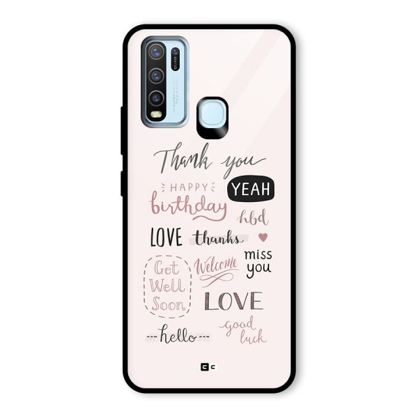 Cute Quotes Glass Back Case for Vivo Y50