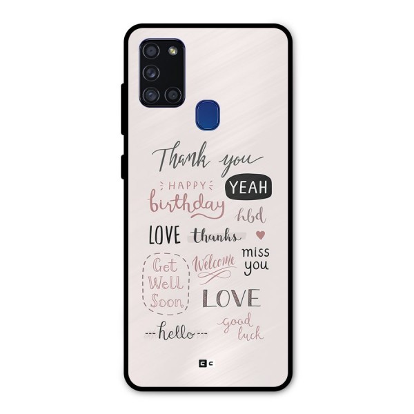 Cute Quotes Metal Back Case for Galaxy A21s