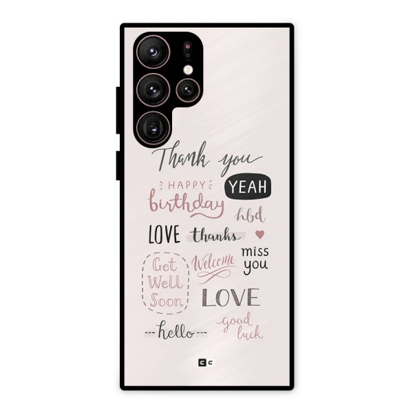 Cute Quotes Metal Back Case for Galaxy S22 Ultra 5G